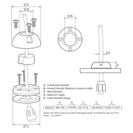 Scanstrut DS21A-P Vertical Cable Seal [DS21A-P]