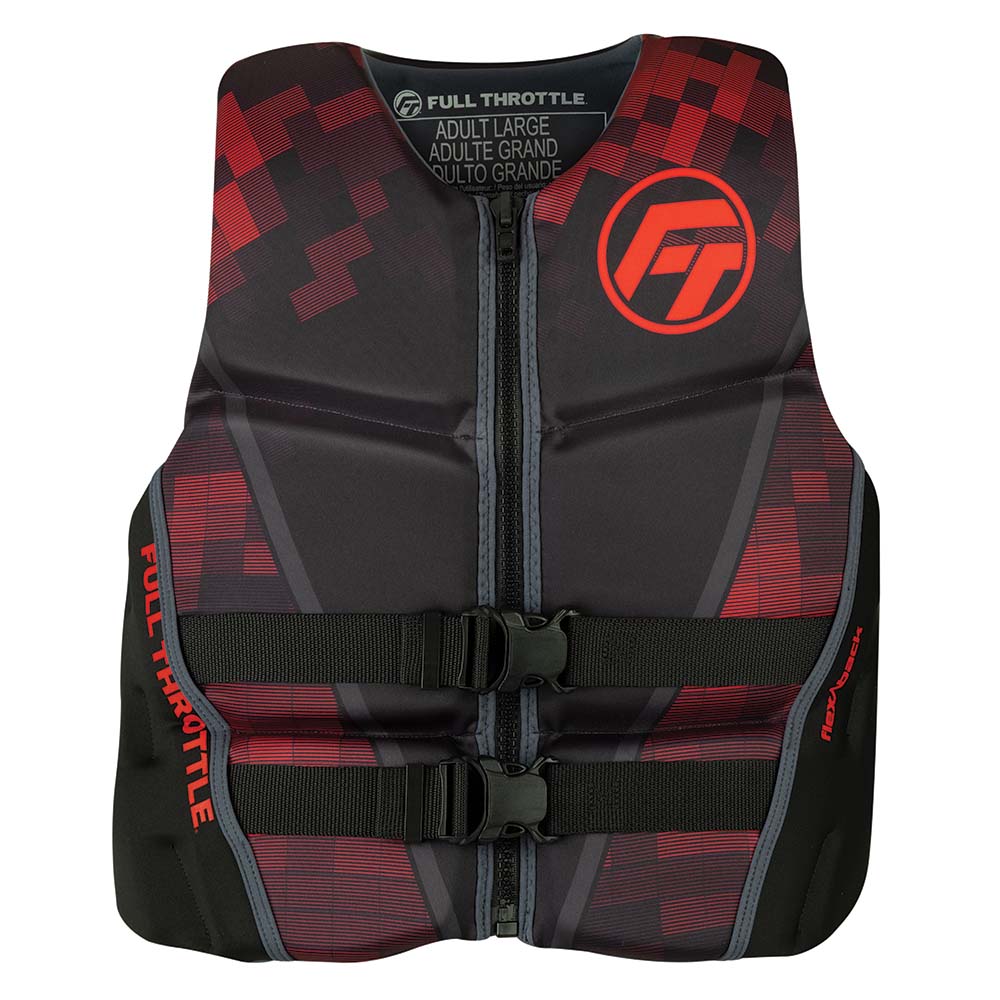 Full Throttle Mens Rapid-Dry Flex-Back Life Jacket - 3XL - Black/Red [142500-100-070-22]