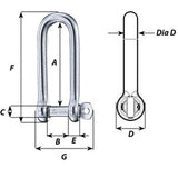 Wichard Captive Pin Long D Shackle - Diameter 10mm - 13/32" [01415]