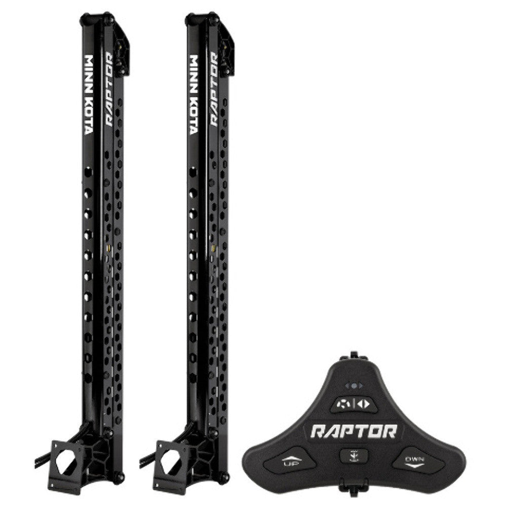 2 Minn Kota Raptor 10' BLACK Shallow Water Anchors Active Anchoring Footswitch