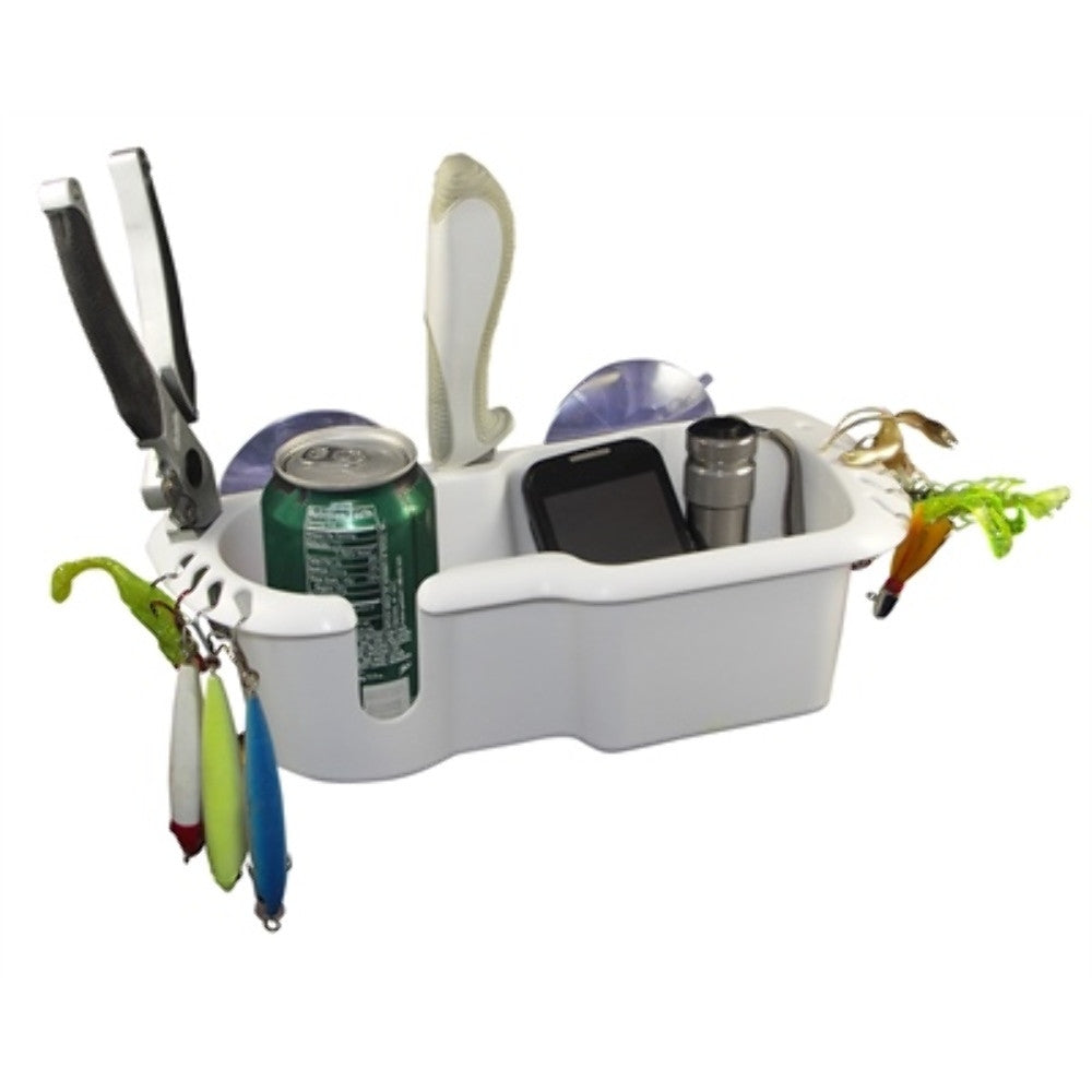 Marpac 52070 Boat Caddy Large Storage 2-Suction Drink Holder White Boat